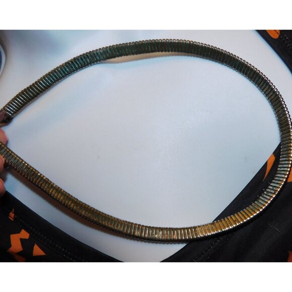 Modern Futuristic Springy Silver Tone Collar Necklace - Picture 2 of 5